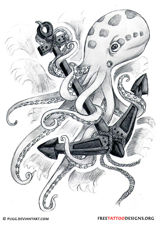 Old New School Octopus And Ship designs Fake Temporary Water Transfer Tattoo Stickers NO.10496